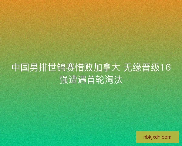 中国男排世锦赛惜败加拿大 无缘晋级16强遭遇首轮淘汰