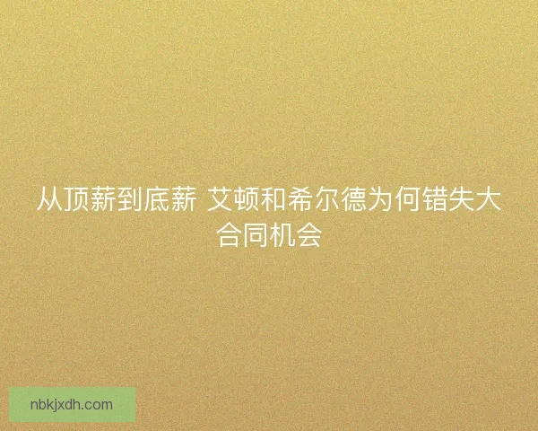 从顶薪到底薪 艾顿和希尔德为何错失大合同机会 从顶薪到底薪 艾顿和希尔德为何错失大合同机会